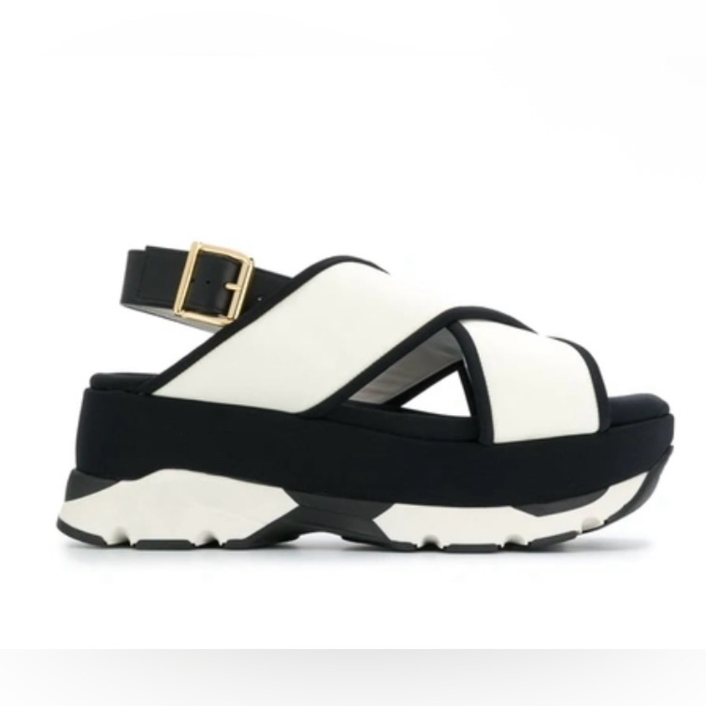 $850 MRSP | MARNI - Technical Weave Sandals | White/Black | IT 40 / US 10
